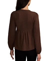 Lucky Brand Women's Embroidered Bib Peasant Top