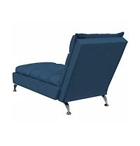 vidaXL Chaise Lounge Blue Fabric (100% polyester), Plywood, Chromed Steel