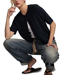 Lucky Brand Women's Short-Sleeve Cable Cardigan