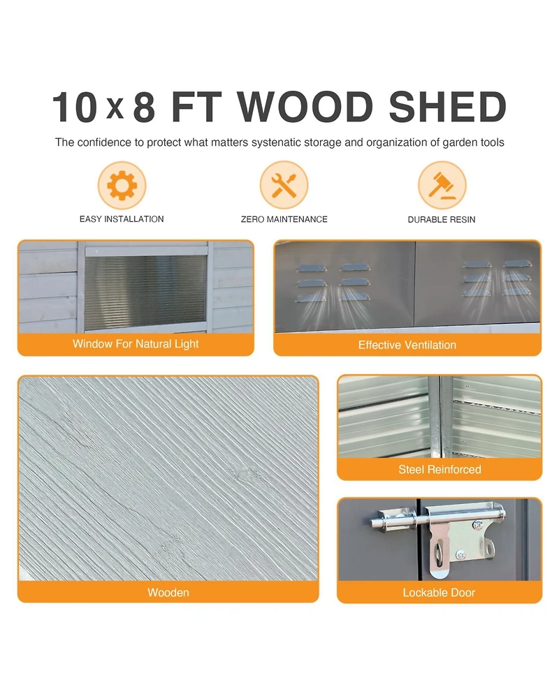 Streamdale Furniture 8x10FT Iron-Wood Tool Shed - Nature & Function
