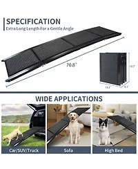 Streamdale Furniture 63" Folding Dog Ramp for Car - Non-Slip Wide 250LBS