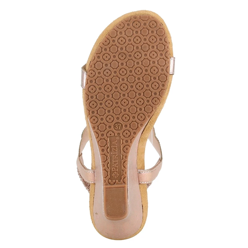 Patrizia Women's Shining Slip-On Wedge Sandals with Crystal Cut-Out Design