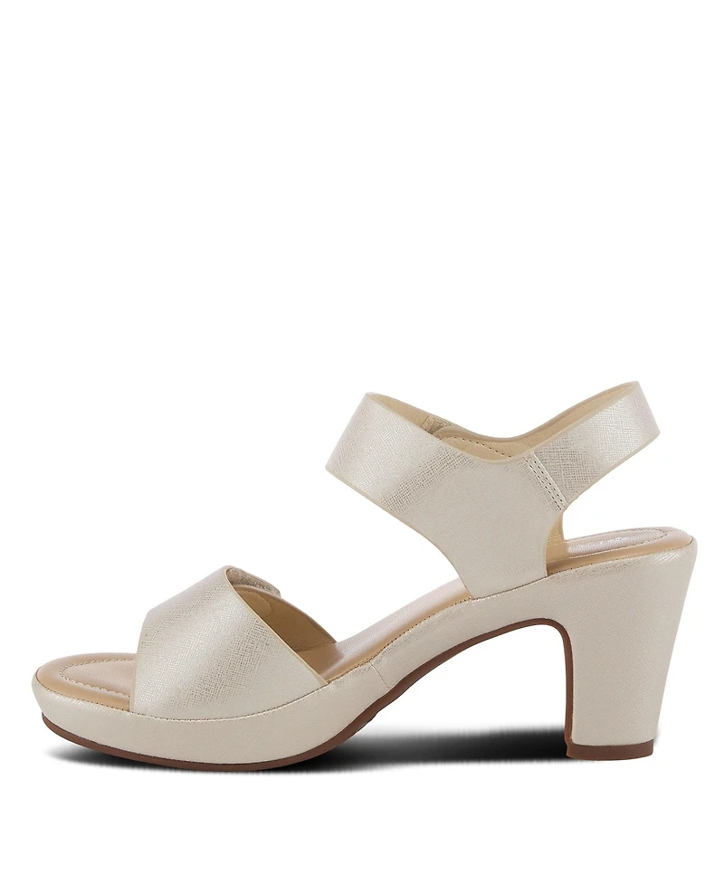 Patrizia Women s Dade Two-Piece Platform Sandals with Accent Buttons and Adjustable Straps