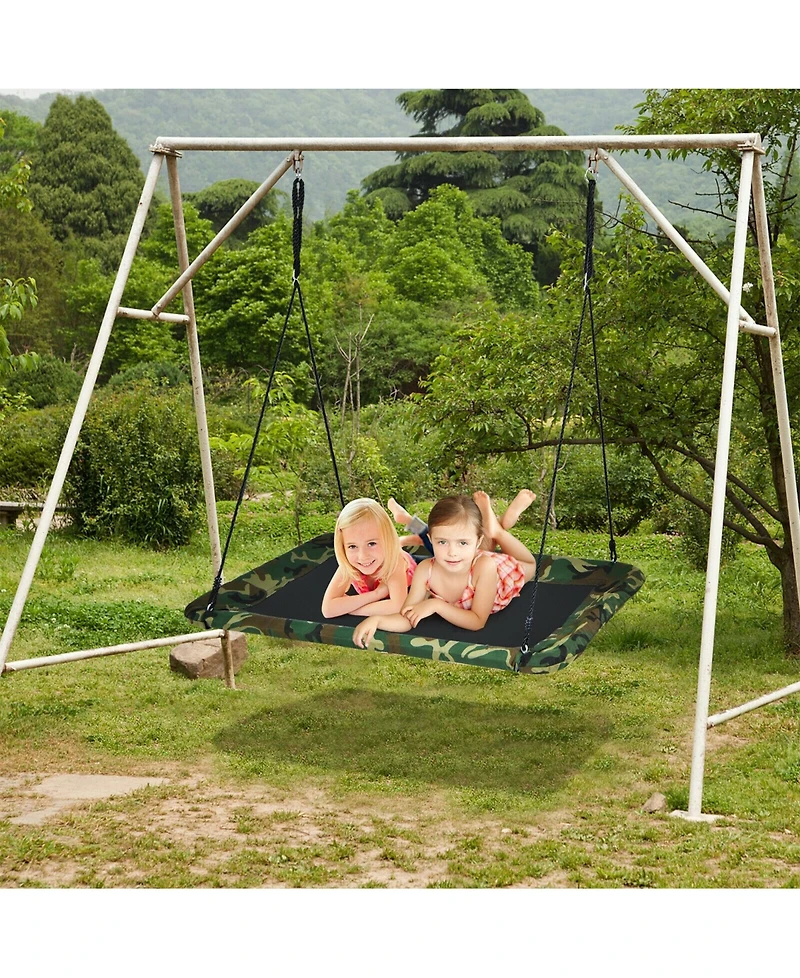 Sugift 60 Inches Platform Tree Swing Outdoor with 2 Hanging Straps-Camouflage
