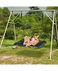 Sugift 60 Inches Platform Tree Swing Outdoor with 2 Hanging Straps-Camouflage