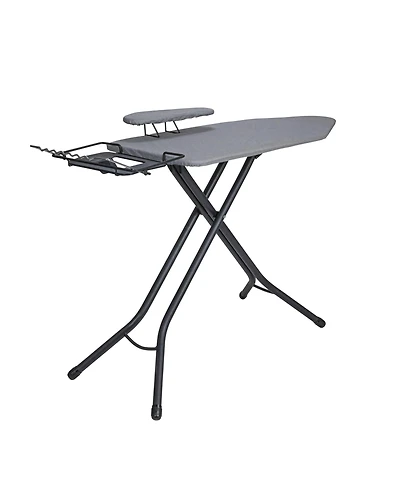 Household Essentials Wide Mega Ironing Board 4-Leg, Matte Black Frame, Grey Cover