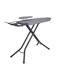 Household Essentials Wide Mega Ironing Board 4-Leg, Matte Black Frame, Grey Cover