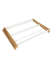 Household Essentials and Metal Wall Mount Extendable Drying Rack, Compact Upscale Laundry Rack with 8 Dowels, White