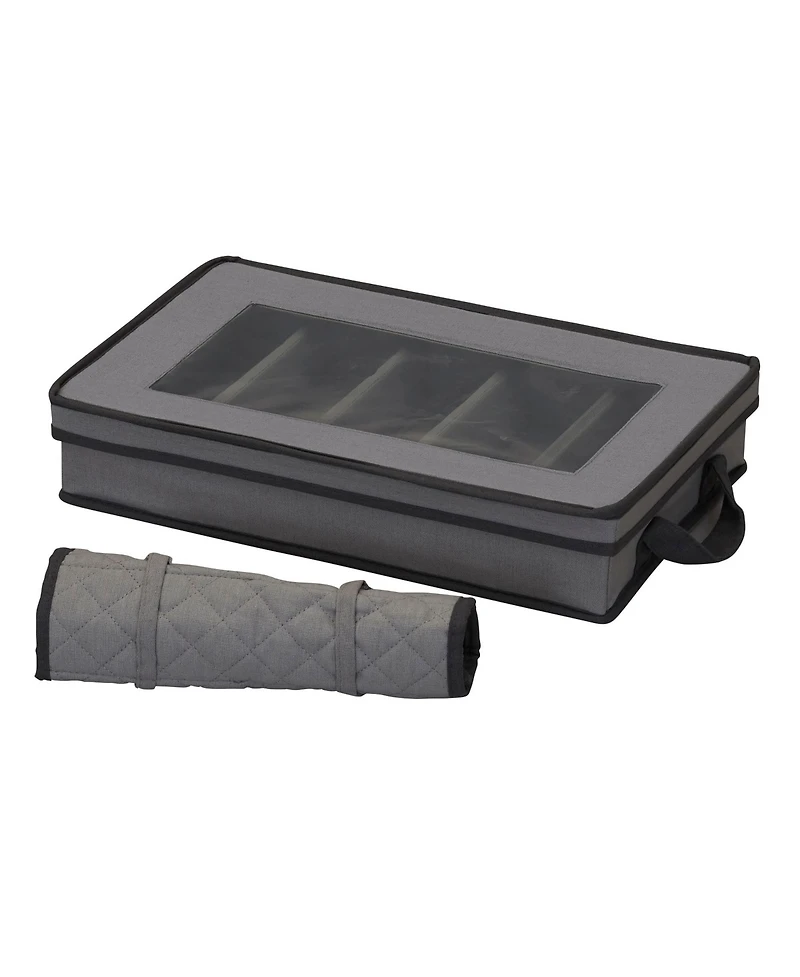 Household Essentials Windowed Flatware Storage Chest, Gray