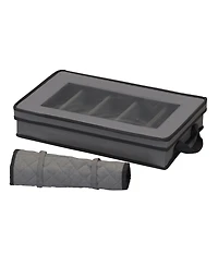 Household Essentials Windowed Flatware Storage Chest, Gray