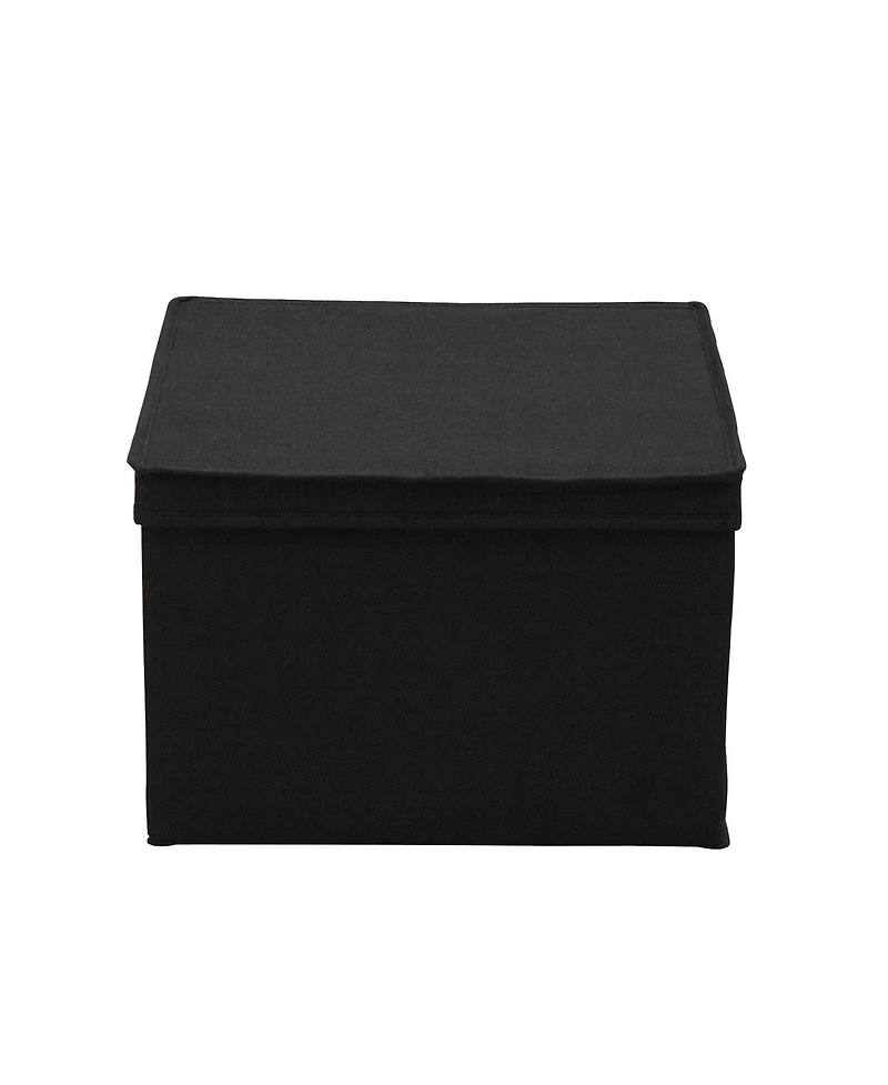 Household Essentials Square Storage Box With Lid, 15”x15”x10”, Black Linen
