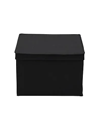 Household Essentials Square Storage Box With Lid, 15”x15”x10”, Black Linen