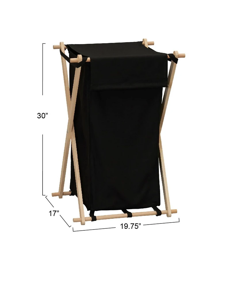 Household Essentials X-Frame Wood Laundry Hamper, Black