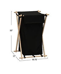 Household Essentials X-Frame Wood Laundry Hamper, Black