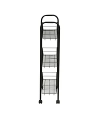 Household Essentials Slim Storage Cart, 3 Shelf Storage Cart with Wheels, Black