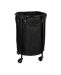 Household Essentials Round Laundry Hamper, Black Polyester Bag