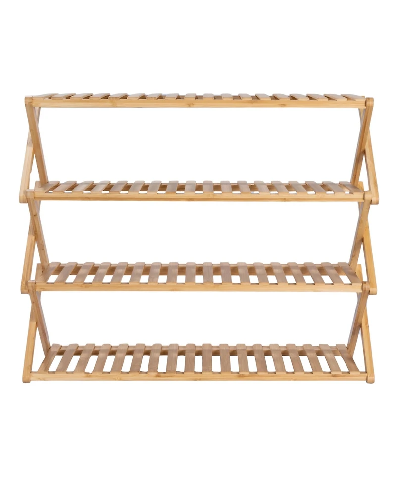 Household Essentials4-Tier Folding Shoe Rack, Natural