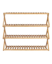Household Essentials4-Tier Folding Shoe Rack, Natural