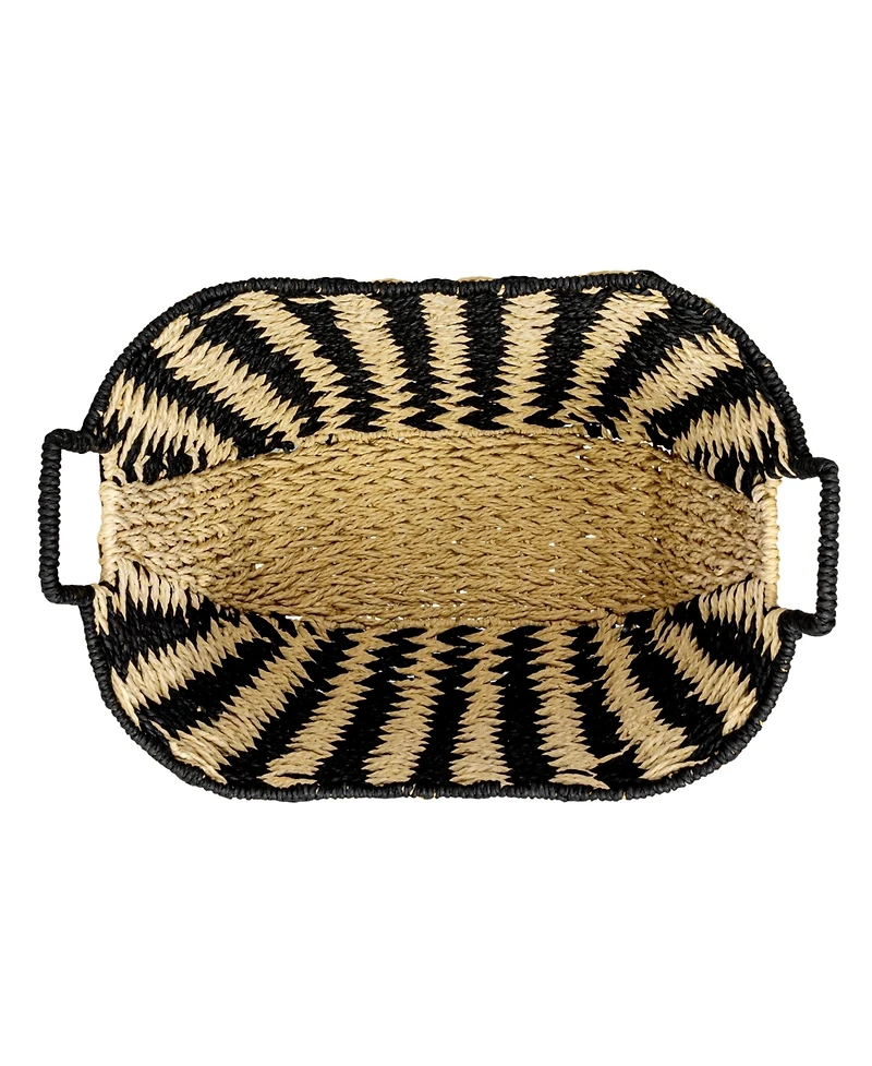 Household Essentials Zigzag Woven Paper Rope Basket, Black and Natural