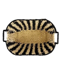 Household Essentials Zigzag Woven Paper Rope Basket, Black and Natural