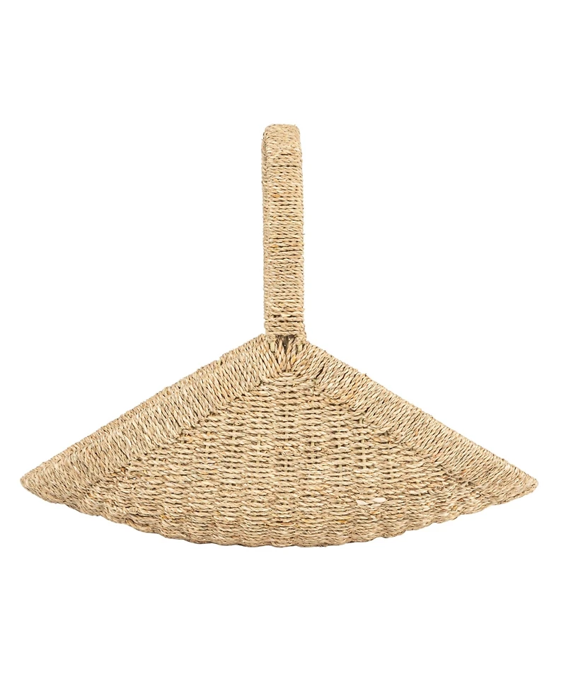 Household Essentials Woven Seagrass Flower Basket with Detachable Handle
