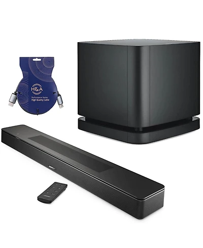 Bose Smart Soundbar 600, Black with Bass Module 500 + 10' Hdmi Cable