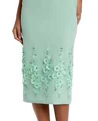 Mac Duggal Women's Flower Beading Crepe Sleeveless Midi Dress