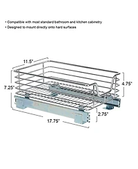 Household Essentials Glidez 11.5" W Steel Pull-Out Storage Organizer, 1-Tier Design, Chrome
