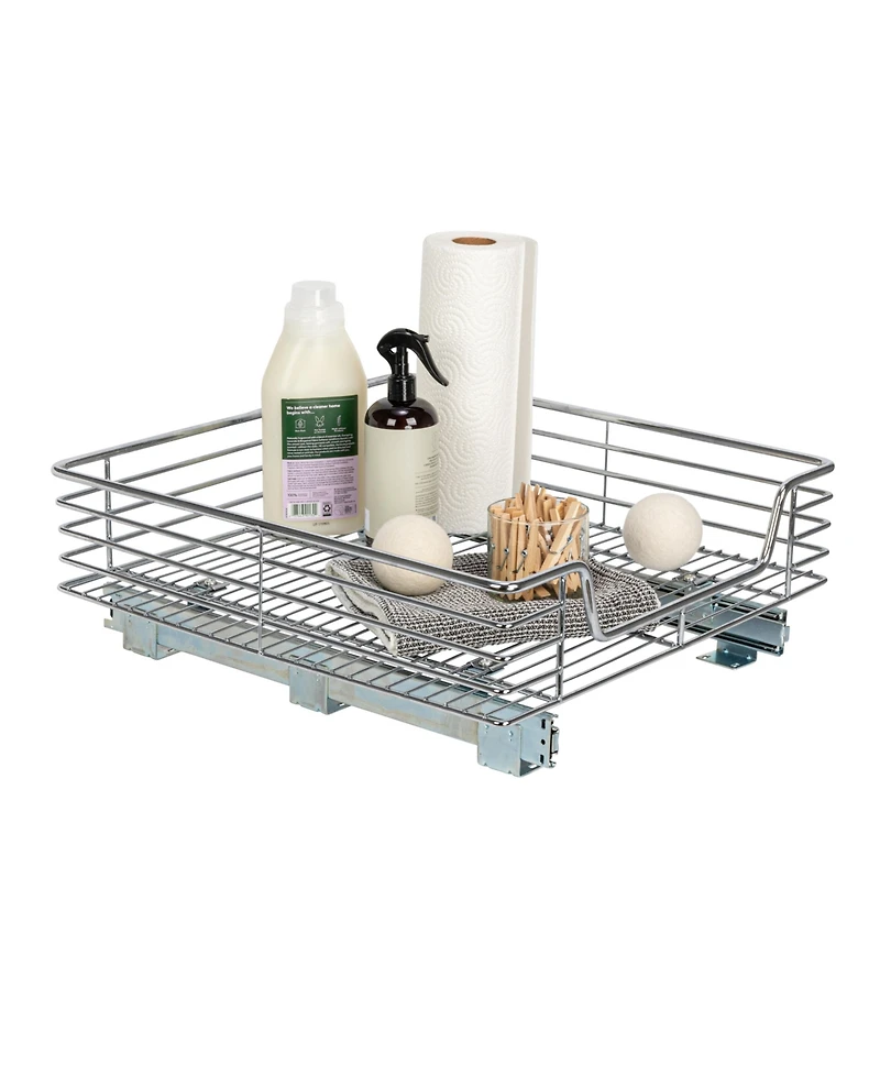 Household Essentials Glidez 20" W Steel Pull-Out Storage Organizer, 1-Tier Design, Chrome