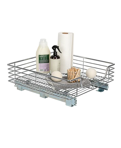 Household Essentials Glidez 20" W Steel Pull-Out Storage Organizer, 1-Tier Design, Chrome