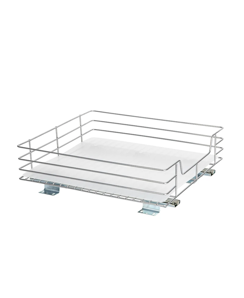 Household Essentials Glidez Steel Pull-Out Storage Organizer, 1-Tier Design, Brushed Silver