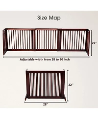 Gymax Folding Adjustable 3 Panel Wood Pet Dog Slide Gate Safety Fence