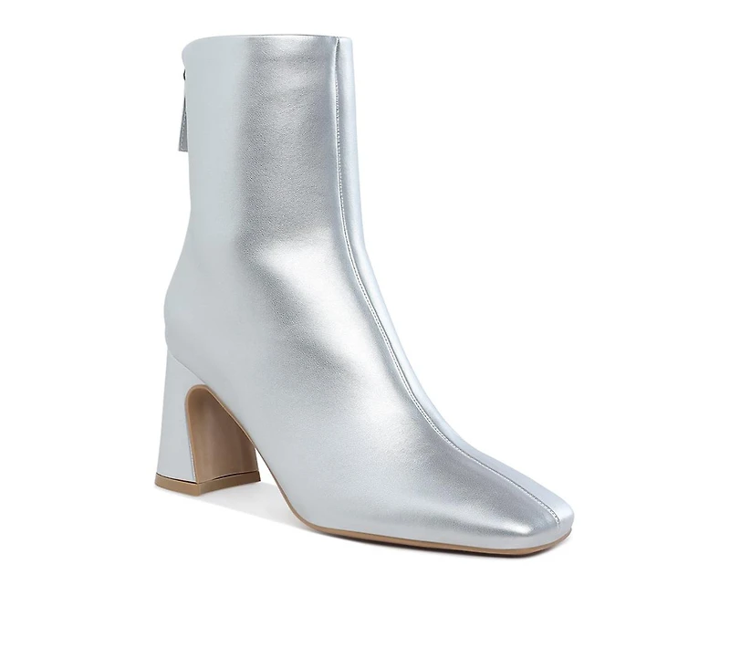 Simba Square Toe Metallic Ankle Boots