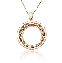 Suzy Levian Sterling Silver Brown Cubic Zirconia Pave Circle Pendant