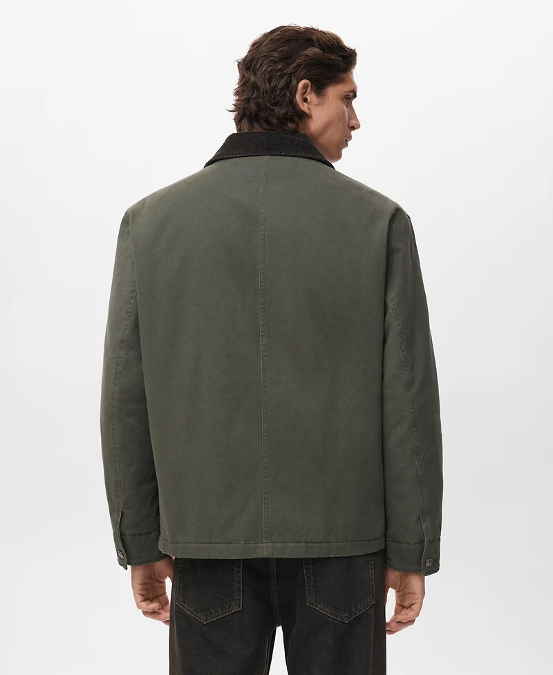 Mango Men's Pockets And Corduroy Collar Jacket