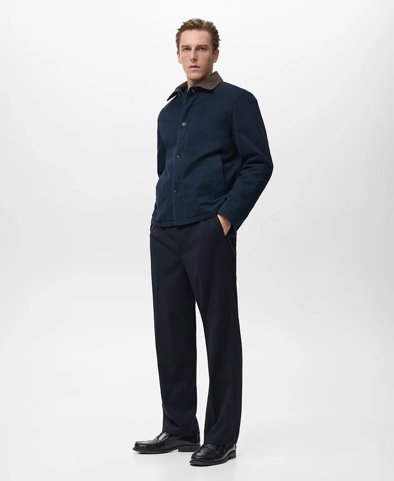 Mango Men's Corduroy Collar Quilted Jacket