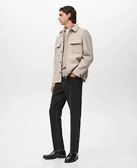 Mango Men's Lapel Pockets Wool Effect Jacket