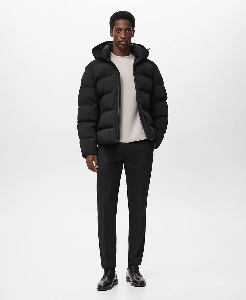 Mango Men's Waterproof Hood Puffer Coat