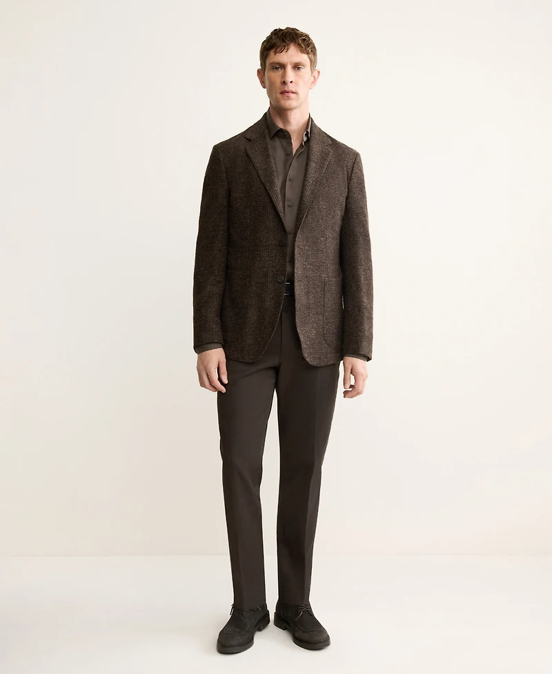 Mango Men's Slim-Fit Micro-Check Wool-Blend Jacket