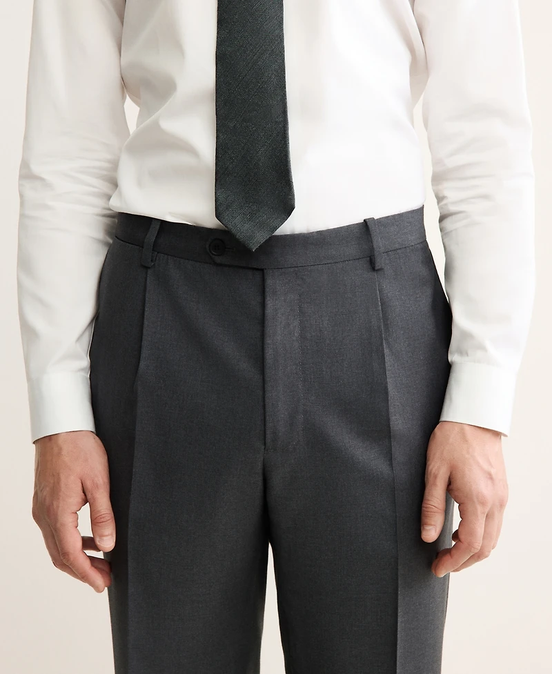 Mango Men's Italian Virgin Wool Flannel Suit Pants