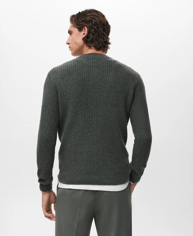 Mango Men's Knitted Ribbed Sweater