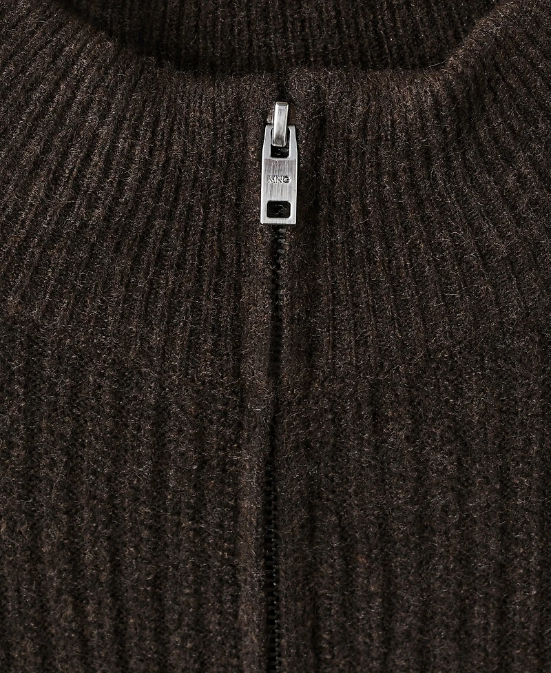 Mango Men's Zip Neck Ribbed Sweater