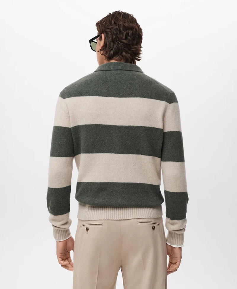 Mango Men's Knitted Wool Blend Polo Sweater