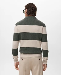 Mango Men's Knitted Wool Blend Polo Sweater