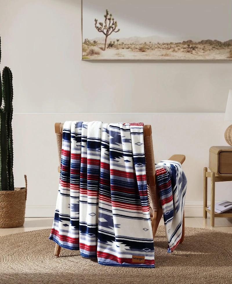 Wrangler Americana Printed Ultra Soft Plush Fleece Throw, 50" x 70"