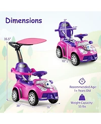 Mecale 3-in-1 Push Car for Toddler Sliding with Seat Belt and Canopy