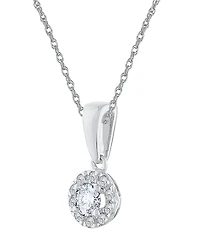 Macy's Diamond Round Shape Halo Pendant Necklace (1/4 ct. t.w.) in 10k White Gold