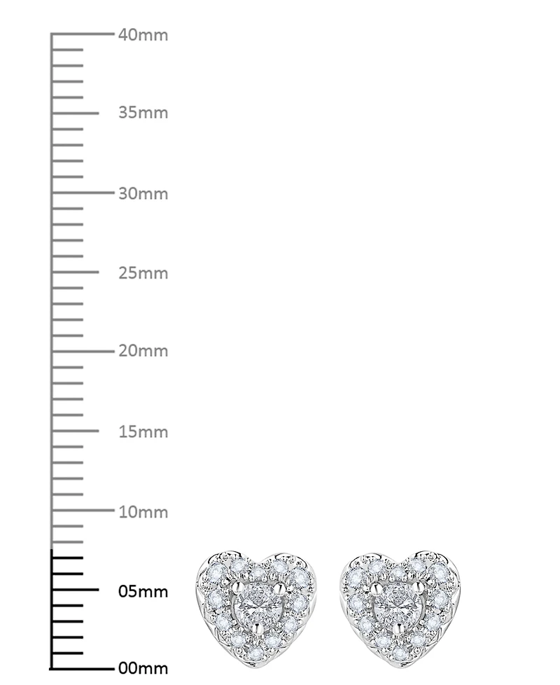 Macy's Diamond Heart Shape Halo Stud Earrings (1/2 ct. t.w.) in 10k White Gold