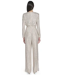 Eliza J Women's Long-Sleeve Social-Sequin Jumpsuit
