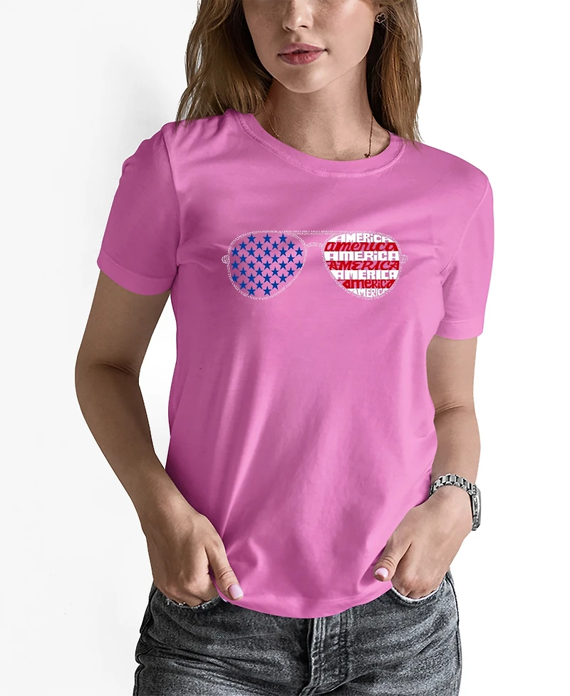 La Pop Art Women's Americana Sunglasses Word Long Sleeve T-Shirt